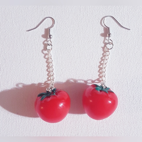 TomatEARS Tomato Women's Earrings Handmade Jewelry Dangling Food NEW - Picture 1 of 10